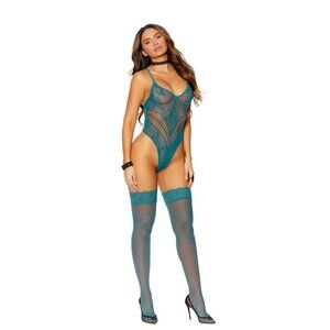 Dusky Jade Crochet Teddy & Stockings Set